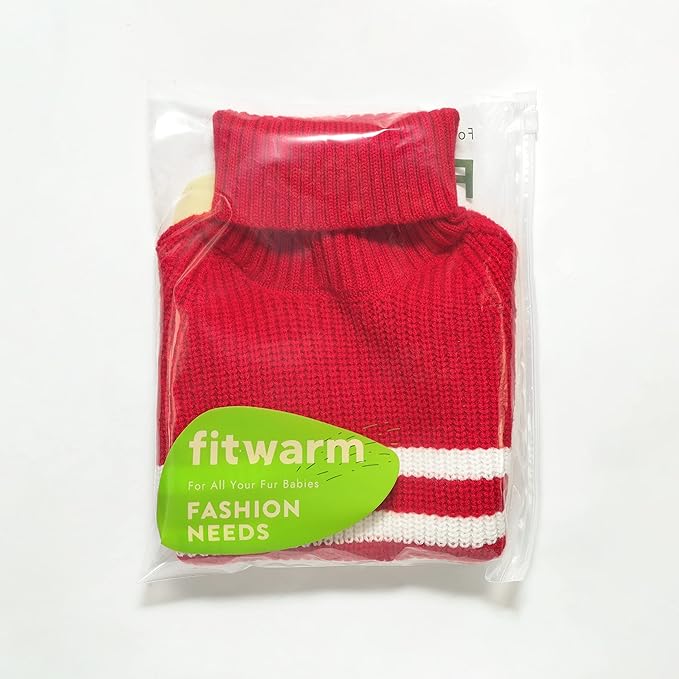 Fitwarm Valentines Dog Sweater, Thermal Turtleneck Pet Coat, Dog Winter Clothes for Small Dogs Boy Girl, Cat Apparel, Red, Large