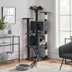 Topeakmart 70in Cat Tree, Multi-Level Cat Tower with Scratching Post Dangling Ball and Condos Cat Furniture for Indoor Cats, Black