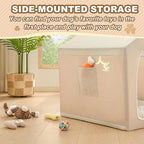 Jiupety Indoor Dog House with Frame, Cute Dog Tent Bed with Cover Cave, Breathable, Washable, and Foldable House, Suitable for 10-20 Lb Puppy and Cats, Medium (17"×17"×17"), Beige