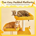 MWPO Cat Tree, 70.1-Inch Tall Cat Tower for Indoor Cats Large Adult, Multi-Level Cat Condo with 5 Scratching Posts, 2 Padded Perches, Hammock, Dangling Toys, Yellow