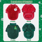 Dog Christmas Sweater for Small Dogs 1-3lbs Warm Fleece Cat Puppy Christmas Sweaters Dog Holiday Clothes for Dogs Like Chihuahua Yorkie Xmas Outfit 2 Pack (Xmas Red, Green, XXS)