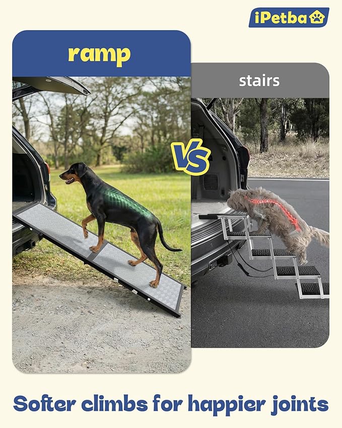 XLarge Dog Ramp for Car, SUV & Truck – Joint & Spine Relief, Anti-Slip Surface, Heavy-Duty, Stable, Up to 200 lbs