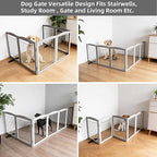 Dog Fence Indoor,Dog Gate Indoor for Doorway pet gate -6-Panel Freestanding, Hallways, House or Stairs -120x24-Inch Retractable Foldable Expandable Wood Pet by SFJC (Grey) ﻿