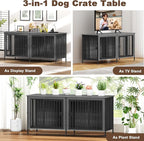 EasyCom Dog Crate Furniture for 1 or 2 Dogs, Heavy Duty Single/Double Dog Crates for Small/Medium/Large Dogs, Dog Kennel Furniture Indoor as TV Stand, Medium Size 63" L(20-35 Pounds), Dark Grey