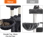 Topeakmart 42in Cat Tree Tower for Indoor Cats, Cat Condo with Perch & Hammock, Activity Center, Multi-Level Cat Furniture with Scratching Posts, Cat House, Black