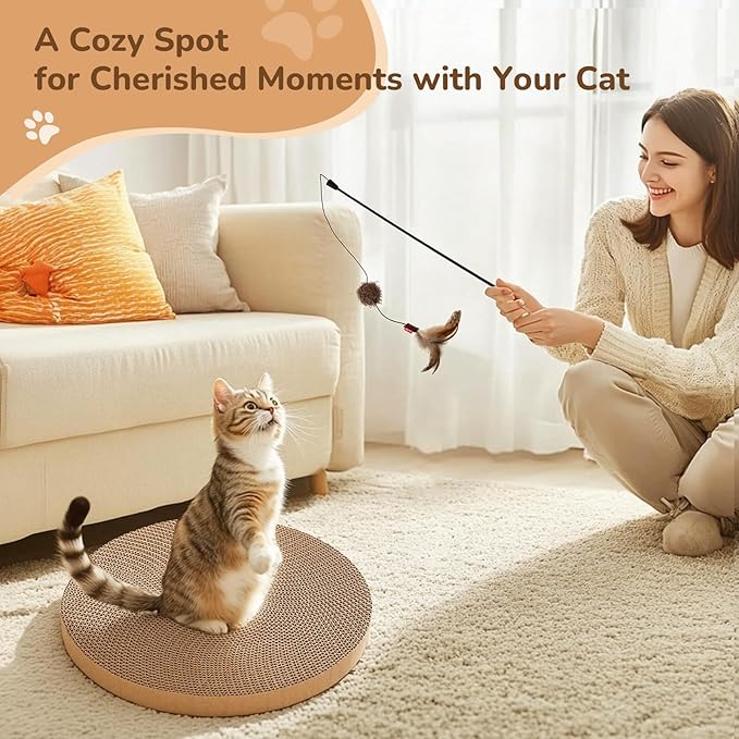 Cat Scratch Pad, Cat Scratcher Cardboard & Cat Scratching Pads - Round Cat Scratcher Refill (6pcs), 10 Inch Diameter 7/8 Inch Thick cat scratchers for Indoor Cats (1 Pack Round)