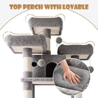 SHA CERLIN 81 Inches Extra Large Cat Tree for Indoor Adult Cats/XXL Big Cat Tower with Condo/Cozy Perches/Sisal Scratching Posts and Hammocks/Activity Center/F80/Heavy Duty/Grey