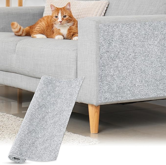 uxcell Self-Adhesive Cat Scratching Mat, 1 Roll 39.4" x 23.6" Couch Protector from Cat Claws for DIY Sofa, Wall, Doors, Cut Anti Cat Scratch Pad Carpet Mat, Light Gray