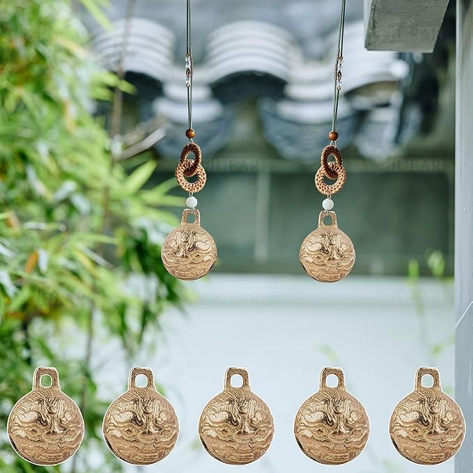 AUEAR, 8 Pieces Vintage Brass Bells 38mm Mini Jingle Bell for DIY Wind Chimes Home Decor