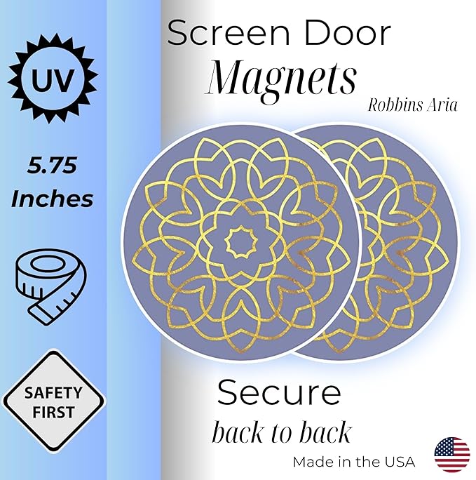 Screen Door Magnets Double Sided – Keep People, Kids, and Dogs from Running into The Screen Door - Robbins Aria Purple Gold