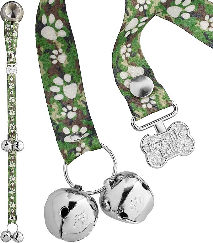 PoochieBells Dog Doorbell, Dog Potty Training Bells, Dog Safe USA-Made w/Perfect Sound,Dog Trainer Approved, Housetraining Made Easy & Quick, Sig Tracks Camo