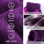 Dog Sweater Dog Winter Clothes for Small Dogs Boy Girl Fall Puppy Dress Warm Fleece Chihuahua Yorkie Teacup Doggy Sweaters Dresses Doggie Sweater for Small Dogs Girl Cat Sweaters, M, Plaid Purple