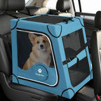 Snagle Paw Portable Dog Crate for Car Travel,Metal Frame Pet Crate,Pet Carrier for Car Back Seat Secures with Headrest Strap and Seatbelt,M