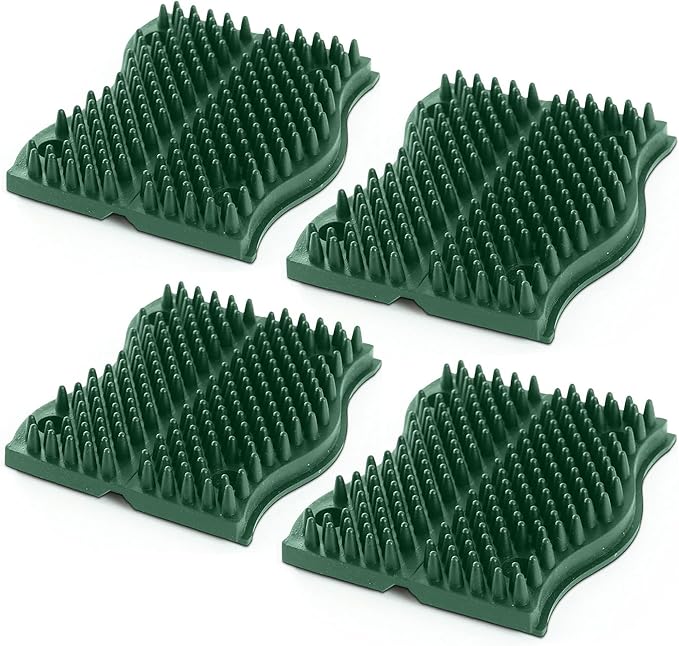 The Original ScratchnAll Animal Scratch Pad, Flexible Acupressure Nubs & Interlocking Design, Very Durable & All-Weather, Great for Domestic, Barnyard and Zoo Animals - USA Made, Hunter Green (4 Pack)