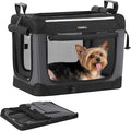 Feandrea Collapsible Dog Crate, 20-Inch Portable Dog Travel Crate for Small Dogs, Oxford Fabric Pet Carrier with 4 Mesh Doors, Handles, Storage Pocket, Water Bottle Holder, Ink Black UPDC015BH02