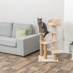 TRIXIE Tulia Senior Cat Tower with Scratching Posts, Four Platforms, Top Platform with Backrest, Beige Medium