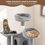 Cat Tree, Tall Cat Tower Condo for Indoor Large Cats, Cat House Furniture with Padded Plush Perch Sisal Scratching Posts (Grey, 63 * 19.7 * 19.7 in)