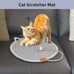 Cat Scratcher Mat, Natural Cotton Rope Cat Scratching Pad, 16.9'' Round Cat Wall & Floor Scratch Pad, Durable Double - Sided Cat Scratcher, Furniture Protector for Wall, Sofa, Couch, Carpet, Grey