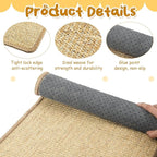 2 Pack 23.6 X 15.7 Inch Cat Scratch Mat, Natural Sisal Cat Bunny Rabbit Scratching Pad with Jute Border, Durable Scratch Rug, Natural Fabric Horizontal Cats Pad for Furniture Sofa and Wall(Beige)