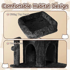 54 Inch Multi-Level Cat Tree Tower with Hammock, Condos & Scratching Posts, Large Cat Furniture for Indoor Cats with Pompoms, Black