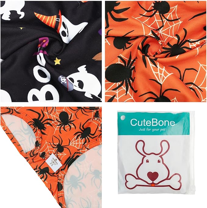 CuteBone Halloween Dog Shirts 2-Pack Soft Pet Clothes Breathable Summer Vest for Small Puppy and Stretchy Cat Apparel 2BX22XL