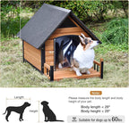Dog House with Anti-Bite Metal Iron Frame Outdoor Wooden Dog Kennel Indoor Puppy Shelter for Small Medium Large Dogs Weatherproof(Brown)