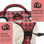 IVY&LANE No Pull Dog Harness with Leash Set, Reflective No Choke Pet Vest,Adjustable Oxford Dog Vest Harness with Easy Control Handle for Large Dogs (Checkered Red,L)