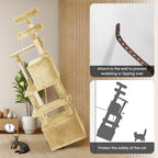 69'' Indoor Cat Tree Tower with Multiple Levels, Sisal Scratching Post, Spacious Condo, Climbing Rope, Kitten Toy (Beige)