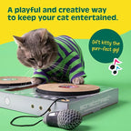 DJ Scratchpad by Relatable, Enrichment Cat Toys And Kitten Toys For Your Furry Friends, Cat Tree Essentials, Includes Box With 2 Scratch Wheels, 1 Plastic Ball With Bell, And Attached Microphone Plush