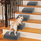 40D Dog Ramp for Stairs for Small & Senior Dogs and Cats – Non-Slip Stair Ramp for Dogs with Gentle Slope, Pet Ramp with Washable Cover & Self-Sticky Pads for Safe Climbing Easy Install(Grey, 5 Pack)