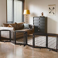 Freestanding Pet Gates with Walk Through Door, Dog Indoor Fence, Dog Gate for The House, Doorway, Stairs, Extra Wide Pet Gate, Support Feet Included, 120 Inch Wide, 6 Panels 24" Tall, Brown