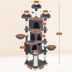 Topeakmart Cat Trees and Cat Towers for Large Inoor Cats, 76.5'' Extra Big Cat Tree with Scratching Posts, Cozy Perches, Warm Condos for Indoor Kittens Play & Rest