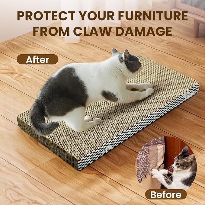 Cat Scratching Board, 2 Packs Corrugate Cat Scratcher for Indoor Cats, Cat Scratch Pad with Double-Sided Usability