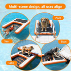 VOFiTNY Dog Pool Ramp 4.6ft x 3.3ft x 4in Inflatable Puppy Water Raft Plank Portable Pup Mat Floating Doggy Floats Ladder Boat Lake Play Bright Orange