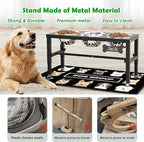 SHAINFUN Metal Elevated Dog Bowls Stand for Large Dogs with Mat & Three 58oz Food Water Bowls, Adjustable Height Raised Dog Bowl Stand