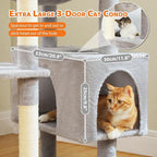 PAWZ Road Large 72 Inch Cat Tree and Tower for Indoor Cats - With Sisal-Covered Scratching Posts, Padded Perches, Condos, and Basket - Gray