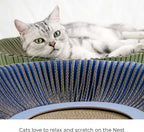 Nest Cat Scratcher Lounge Bed - for Rubbing, Resting, and Scratching (Assembled Bundle, Nordic Blue)