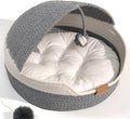 CHEERPALS Cat Basket Bed for Indoor Cats, Covered Pet Bed with Washable Cushion and Ball Rope Cotton Bed for Medium and Large Cat, All Season Universal(Blue)