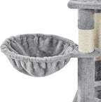 Topeakmart 71.5 inch Cat Tree Tower, Cat Furniture w/ 2 Condos, 2 Perches, 2 Hanging Balls Pet Stand House with Basket and Hammock for Indoor Cats and Kittens, Light Gray