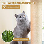 PETSITE 44 Inch Modern Cat Tree, Multi-Level Cat Tower with Sisal Scratching Posts, Space Capsule, and Dangling Toy with Bell, Wooden Cat Tree Tower for Indoor Cats, Grey