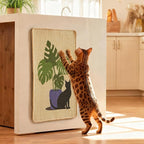 FUKUMARU Sisal Cat Scratching Mat, 23.6 x 15.7 Inch Natural Sisal Cat Scratch Pad Mats for Indoor Cats, Horizontal Cats Wall Scratcher Kitten Floor Rug with Sticky Tapes, Furniture Protector(Monstera)