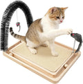 Pawaboo Sisal Cat Scratcher Toy, 16.93"×12.99"×12.20" Cat Scratcher Toy with Ball Track, Wooden Interactive Toys for Indoor Cats Scratch Pad, Cats Chasing Hunting Physical Exercise Toys