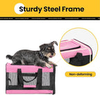 Cat Carrier Airline Approved, Soft-Sided Dog Carrier with Inner Safety Leash, Pet Transport Carrier for Small-Medium Cats Puppies up to 15 Lbs, Collapsible Travel Kitten Carrier Bag -Pink M
