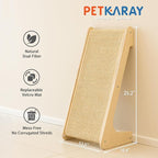 PETKARAY L Shape Cat Scratcher, Sisal Kitty Scratching Ramp, Vertical Scratch Pad for Indoor Cats, 25.2" Furniture Protector with Catnip, Classic