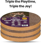 Scratch and Spin Cat Scratcher Replacement Pads for Active Play, Natural Recycled Corrugated Cardboard, Supports Pet Behaviors, Relieves Stress - 3 Count
