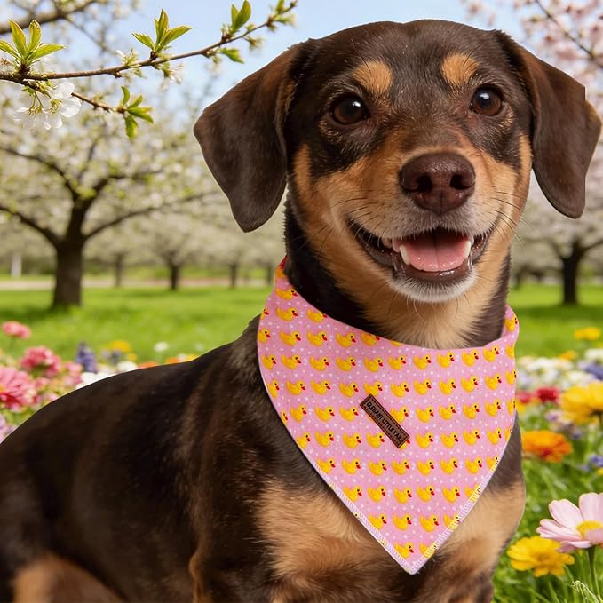 Elegant little tail Dog Bandana, Cute Duck 1PC Washable Dog Scarf Female or Male Square Bib Kerchief Scarf Adjustable Pet Bandana for Medium Large Dogs