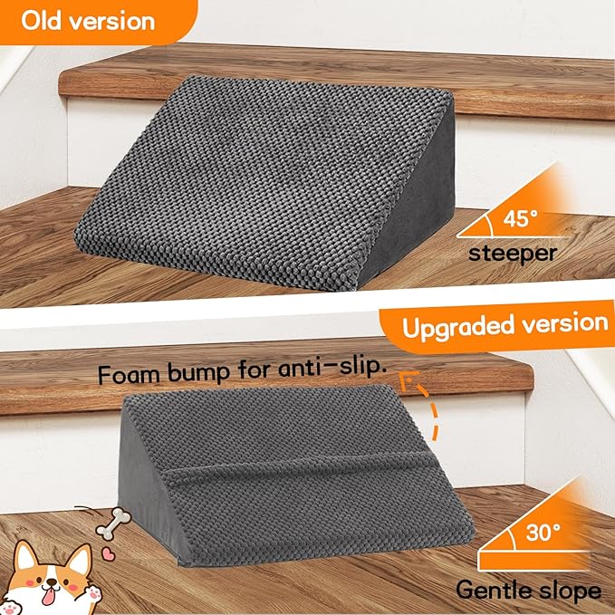 Dog Ramp for Stairs for Small & Senior Dogs and Cats, Non-Slip Foam Indoor Pet Ramp with Self-Sticky Pads, Dog Ramp for Stairs Inside House(Dark Gray, 6 Pack)