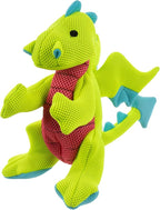 goDog Dragons Squeaky Plush Dog Toy with Double Chew Guard Technology, Durable Fabric & Squeaker for Active Play, Green, Large