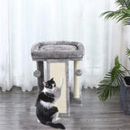 SYANDLVY Small Cat Tree with Scratching Post, Cat Scratching Board for Adults, Cat Post Scratcher for Indoor Cats, 2 Dangling Balls Great for Kittens (Light Grey)