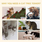 PawHut Floor to Ceiling Cat Tree, 240-260cm Adjustable Height Cat Tower with Scratching Posts, Cat Houses, Ramps, Hammocks, Toy Balls, Tunnel for Indoor Cats - Dark Grey
